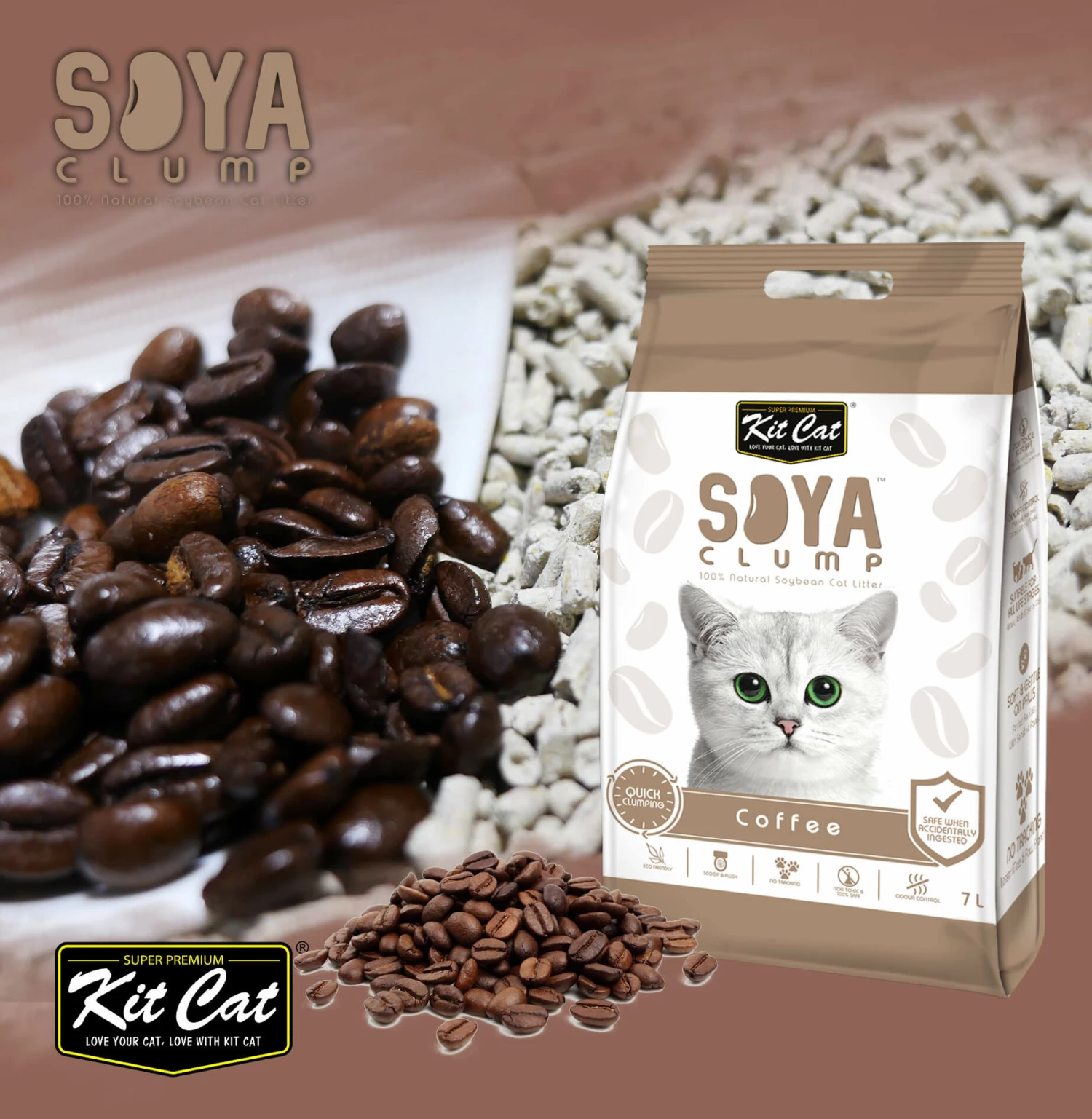 Kit Cat Eco SoyaClump Sable De Café 5 Kit Cat Eco SoyaClump Sable De Café – Image 3