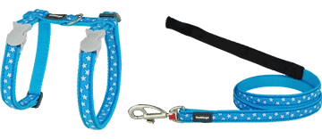 Red Dingo Poitrail-Sangle Chat Style Étoile Blanche Et Turquoise 3 Red Dingo Poitrail-Sangle Chat Style Étoile Blanche Et Turquoise