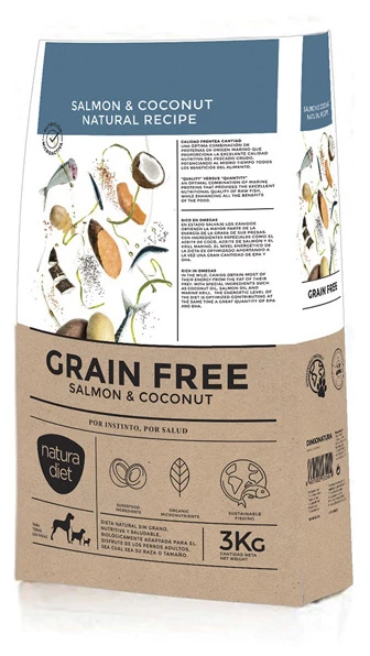 Natura Diet Grain Free Sans Céréales Au Saumon & Noix De Coco 3 Natura Diet Grain Free Sans Céréales Au Saumon & Noix De Coco
