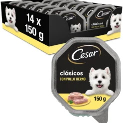 Lot 14 Cesar Nourriture Humide Pour Chiens à Saveur De Poulet Dans Une Cuve à Pâté