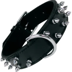 Gloria Pets Collier Pour Chien En Cuir Noir Avec 2 Rangées De Pointes
