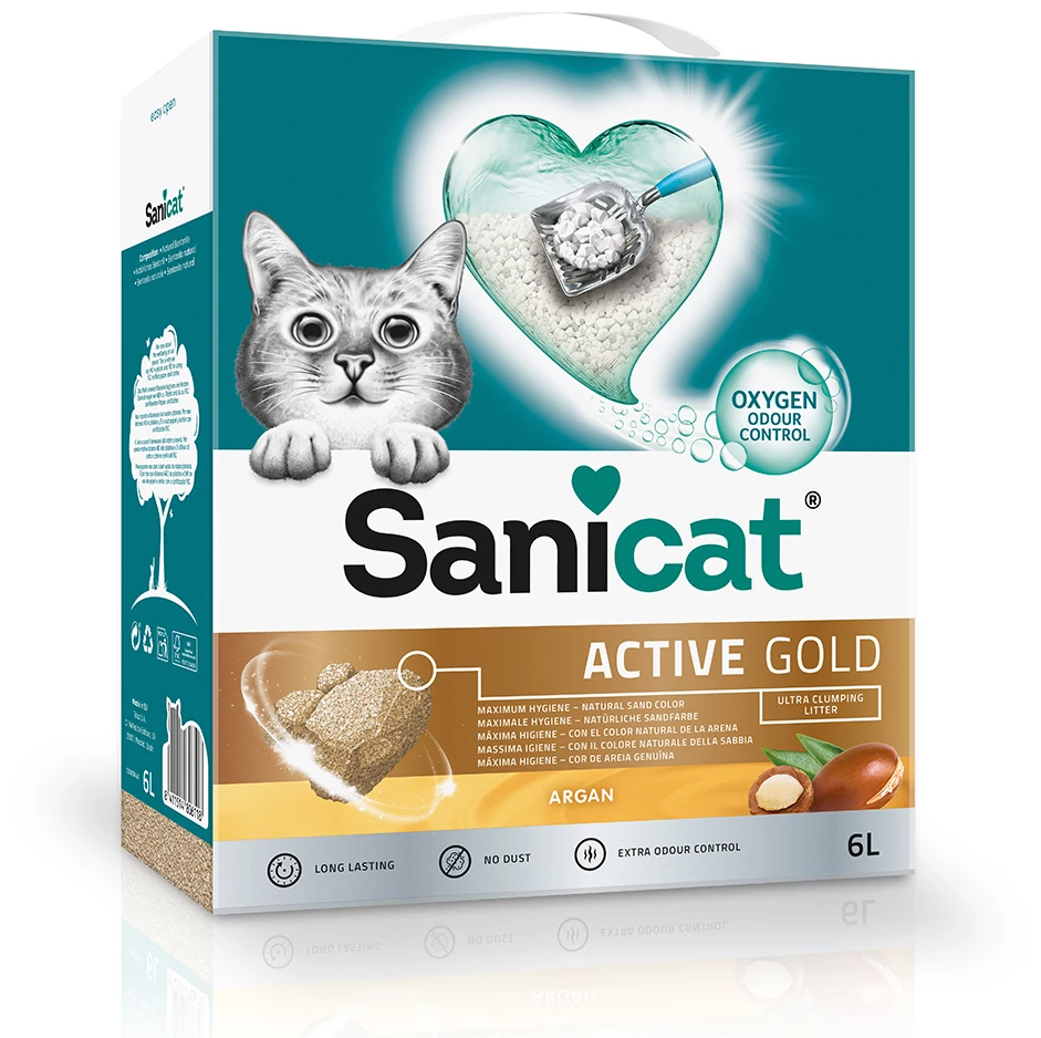 Sanicat Litière Agglomérante Pour Chats Active Gold Argane 3 Sanicat Litière Agglomérante Pour Chats Active Gold Argane