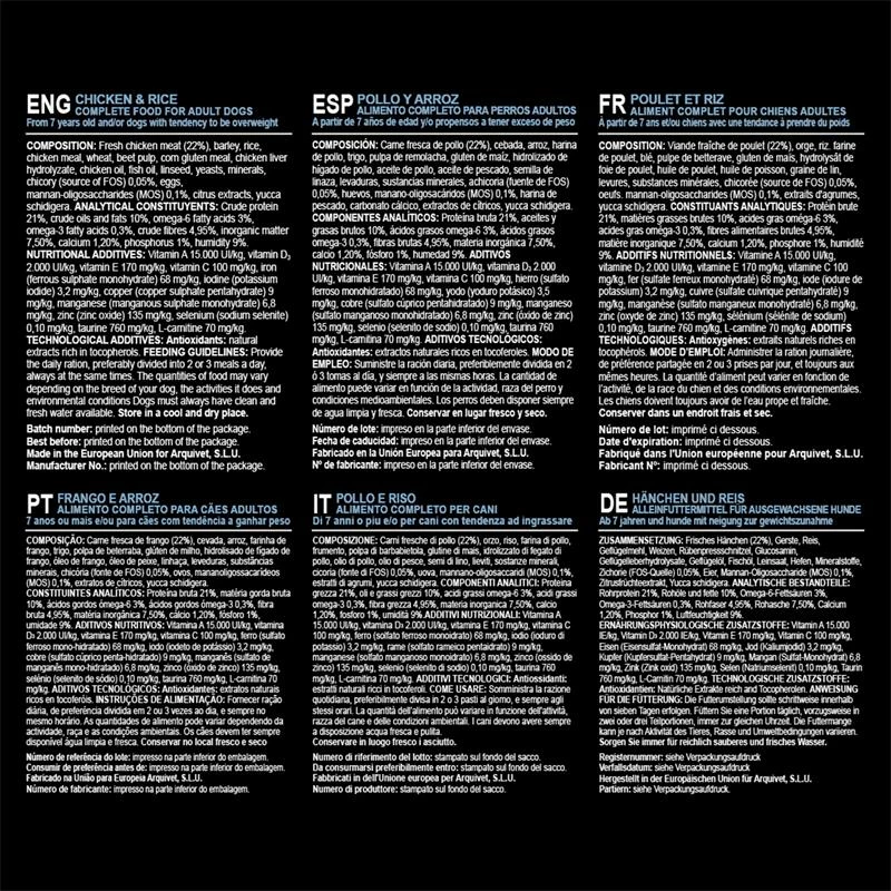 Arquivet Croquettes Pour Chien Senior Senior&Light Avec Poulet Et Riz 6 Arquivet Croquettes Pour Chien Senior Senior&Light Avec Poulet Et Riz – Image 4