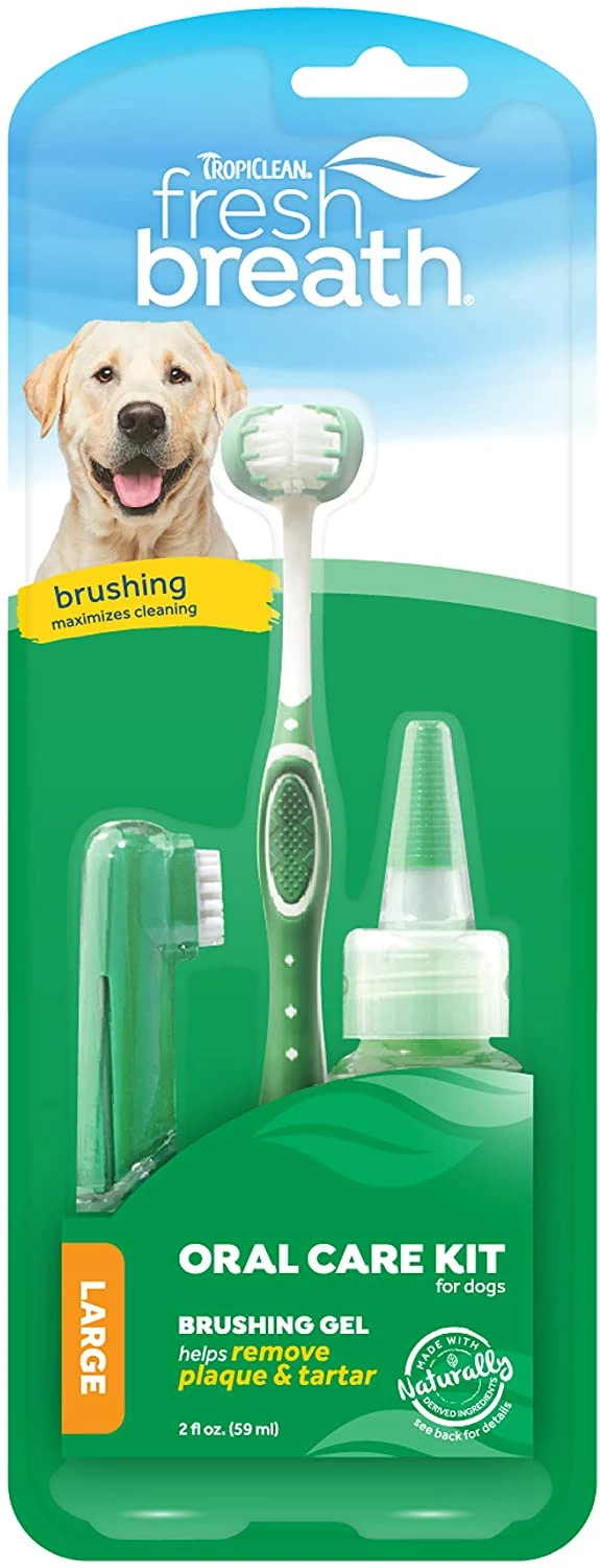 TropiClean Kit D'hygiène Dentaire Avec 1 Gel Et 2 Brosses à Dents Pour Grands Chiens 3 TropiClean Kit D'hygiène Dentaire Avec 1 Gel Et 2 Brosses à Dents Pour Grands Chiens