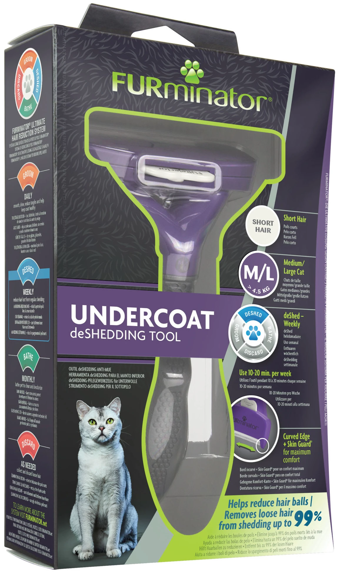 FURminator Brosse Pour Chats à Poils Courts De Taille Moyenne Et Grande 9 FURminator Brosse Pour Chats à Poils Courts De Taille Moyenne Et Grande – Image 7