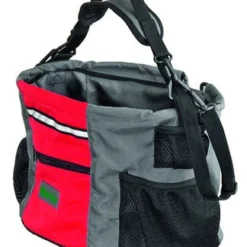 Flamingo Panier Vélo Nylon Doggy Travel Junior Nylon, Gris/Rouge 38x28x27cm