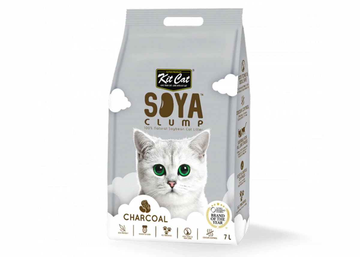 Kit Cat Eco SoyaClump Sable De Charbon De Bois 3 Kit Cat Eco SoyaClump Sable De Charbon De Bois